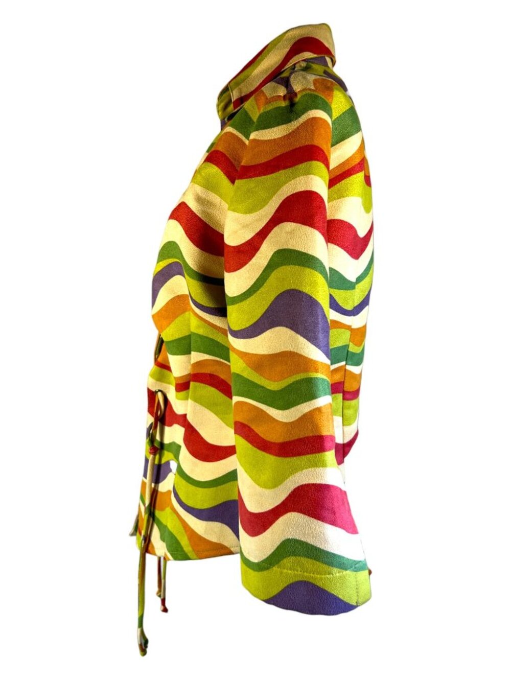 Vintage Annalese Multicolor Wave Print Jacket With Lace-Up Front & Tailored Fit - Picture 3 of 8